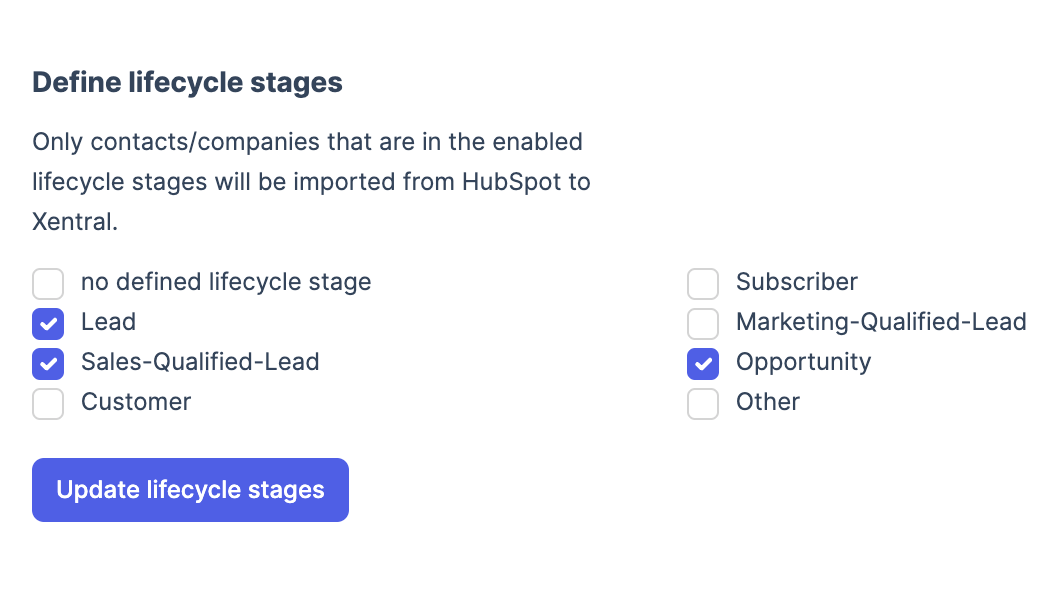 Filter by lifecycle stage
